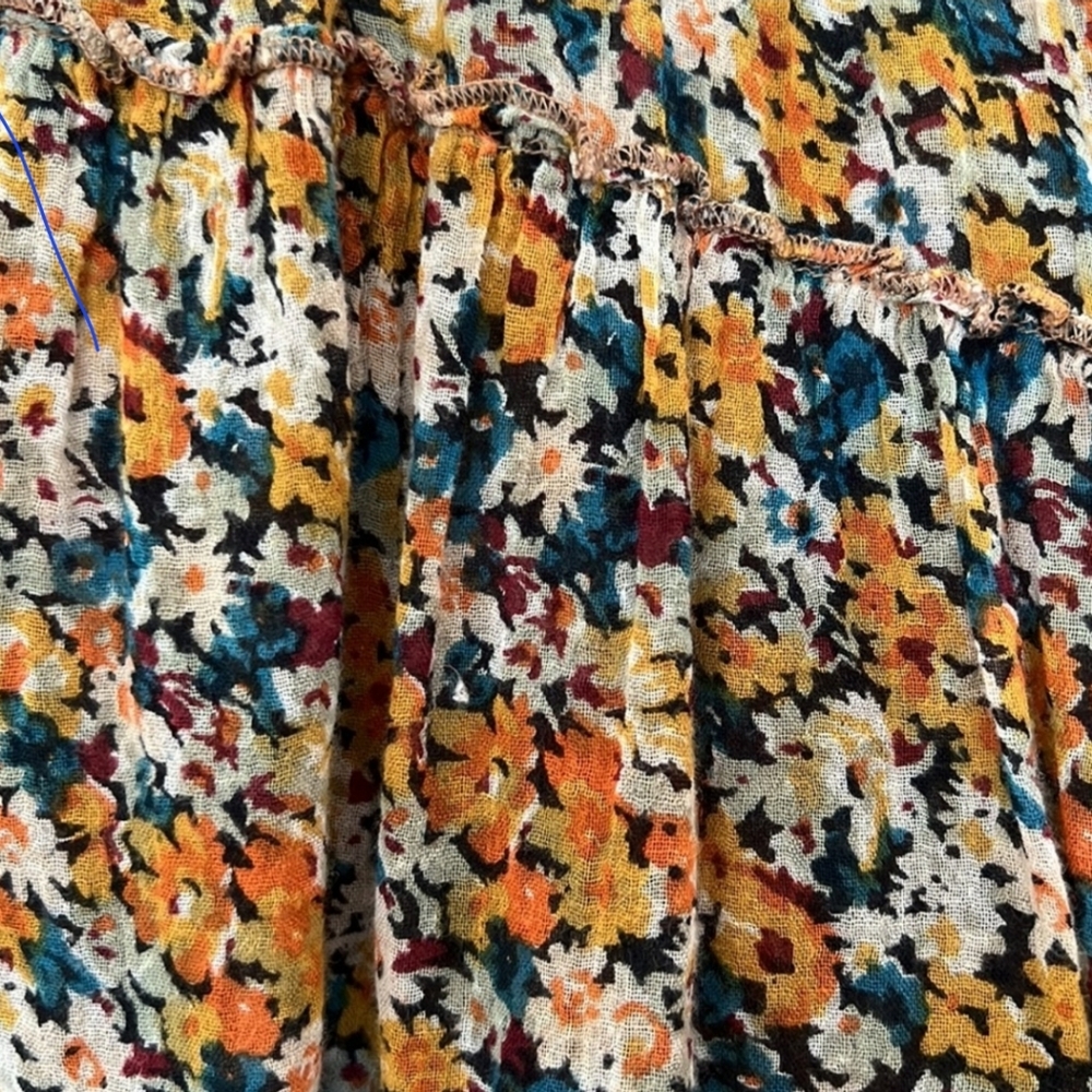 Free People After Dark "Garden" floral tunic top w/ buttons in great condition - Picture 5 of 11